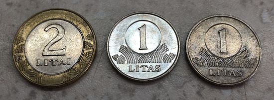 Литва 2 лита 2008, 1 лит: 2002, 2009