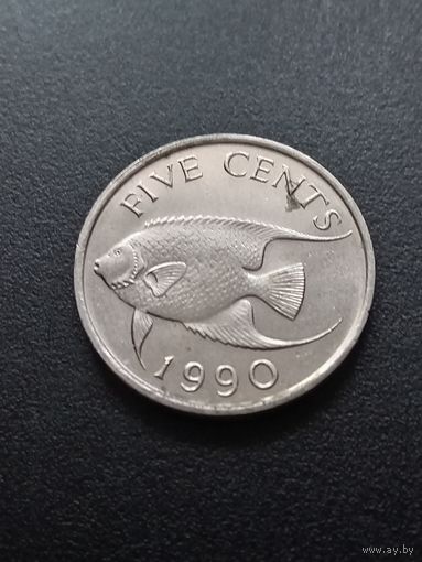 Бермуды (Бермудские острова) 5 центов 1990 г. -  рыба