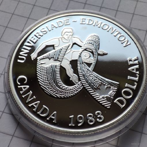 1 доллар Канады 1983 года. 12  Уневерсиада в Эдмонтоне. Серебро.