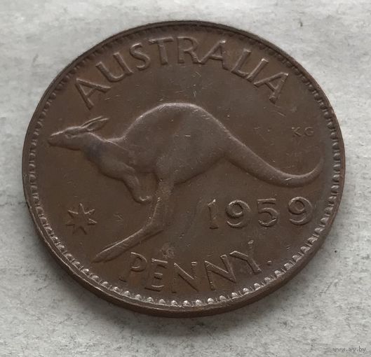 Австралия 1 пенни 1959 Елизавета II (Перт - с точкой)