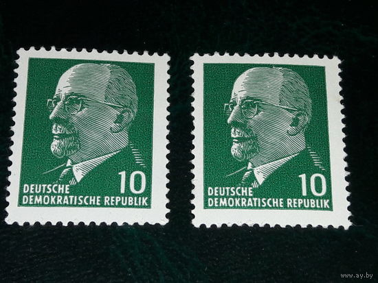 Германия ГДР 1961 Стандарт. Вальтер Ульбрихт. 2 чистые марки одним лотом