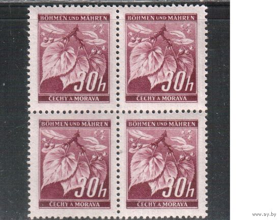 Германия(Оккупация Боснии и Моравии)-1939,(Мих.24) **  , Стандарт, Война, Флора, Липа, кв.бл.