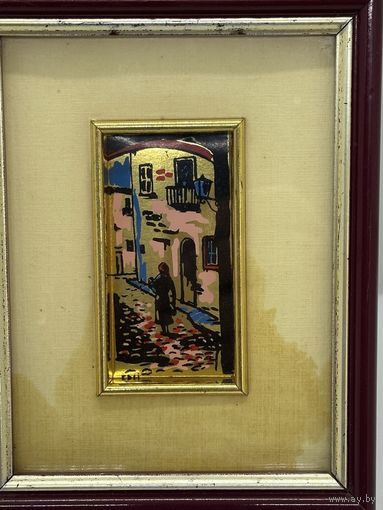 Сериграфия. Италия. На золотой фольге.