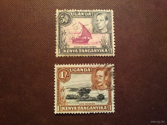 Британская колония Кения , Уганда, Танганьика 1938 г.Георг -VI.Дау на озере Виктория.Озеро Найваша./43а/