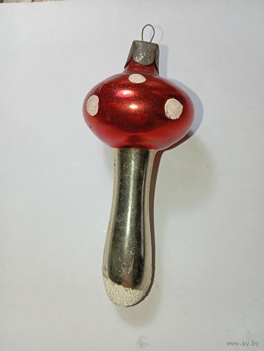 Ёлочная игрушка  Грибок СССР стекло .