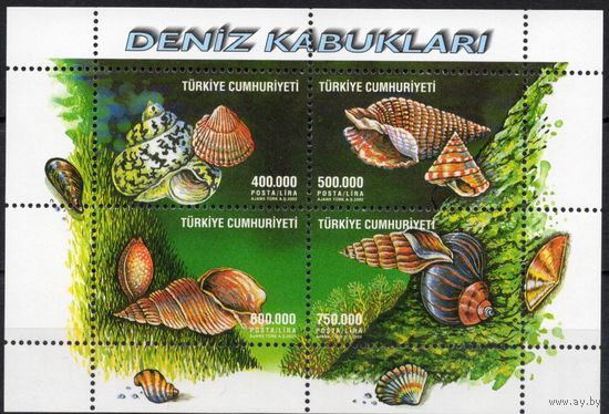 Турция 2002. Ракушки улитки блок (3313)