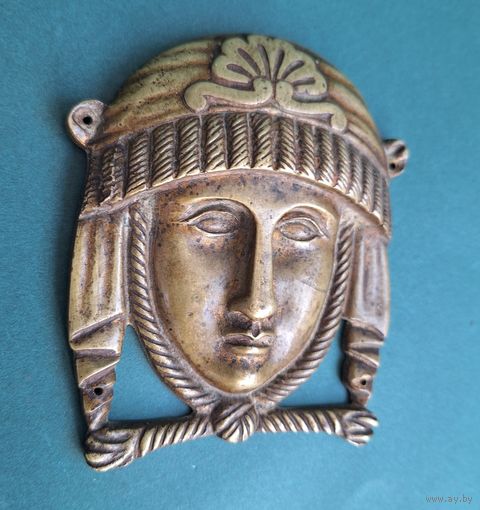 Мебельная накладка "Маскарон", бронза, 19 век. 8х10 см.