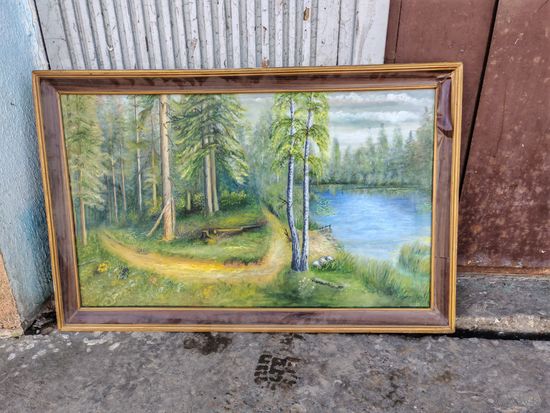 С рубля! Пейзаж Берёзы СССР. ДВП масло. 95 на 60