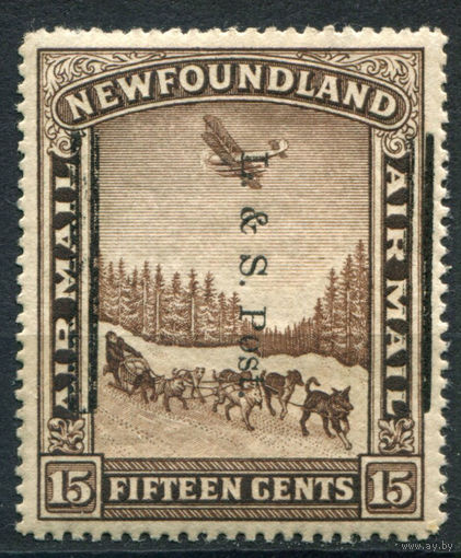 Британские колонии - Ньюфаундленд - 1933г. - авиация, авиапочта - 1 марка - MLH, слегка потрескавшийся клей [Mi 193]. #3-WB-94-A-1