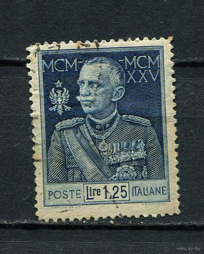 Королевство Италия - 1925/1926 - 25-летие правления Короля Виктора Эммануила III 1,25L - [Mi.224A] - 1 марка. Гашеная.  (Лот 37DR)