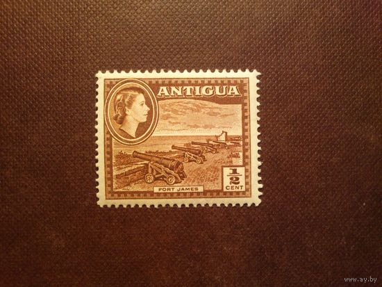Британское Антигуа 1953 г.Королева Елизавета II и Форт-Джеймс./01а/