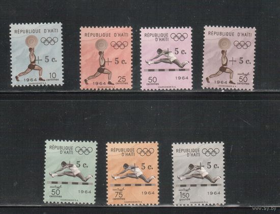 Гаити-1965 (Мих.805АI-811AI,) ** , Спорт, ОИ-1964, Надп. черная с точкой
