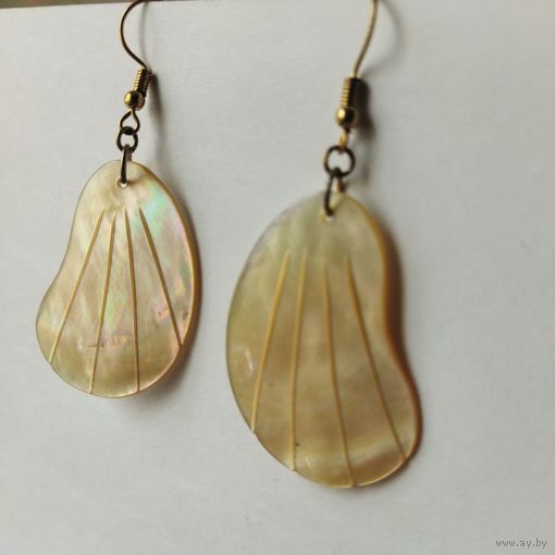 Серьги винтажные крупные. Перламутр. 6х2,5 см.