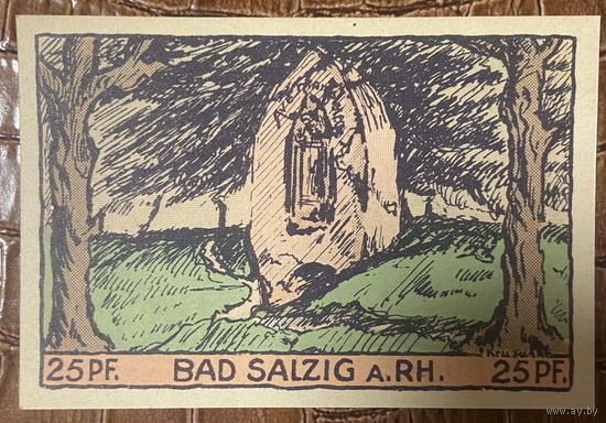 Нотгельд 25 пфеннигов 1921 год. Бад-Зальциг. Веймарская республика