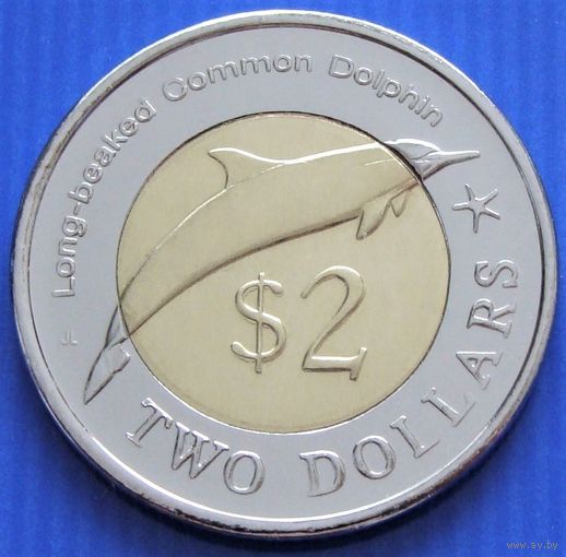 Федеративные Штаты Микронезии. 2 доллара 2012 года  "Дельфин - белобочка"  Тираж: 10.000 шт