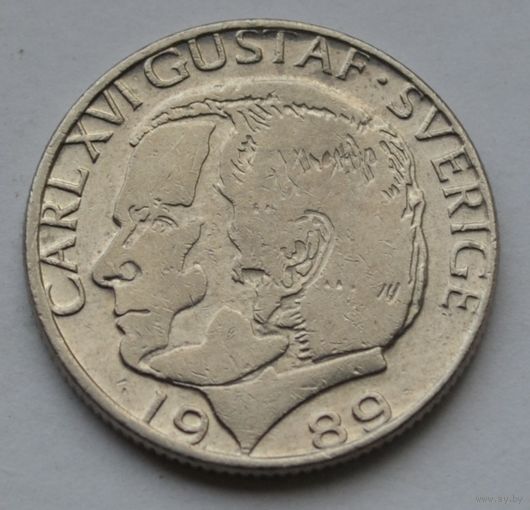 Швеция, 1 крона 1989 г.