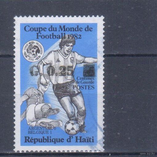 [154] Гаити 1986. Спорт.Футбол. НАДПЕЧАТКА. Гашеная марка.
