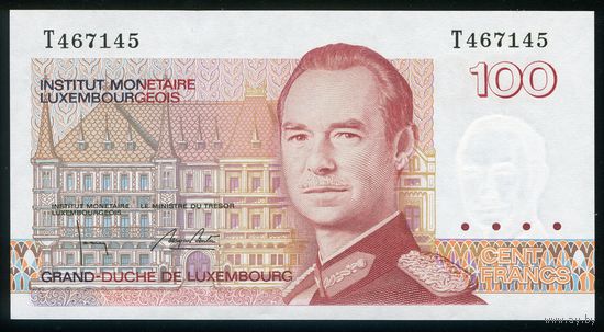 Люксембург 100 франков 1993г. Р 58b. Серия T. UNC