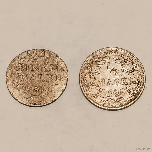 Лот монет #10 " Германия", 2 шт. 1/2 марки 1907 А, 1/12 талера 1783 А .