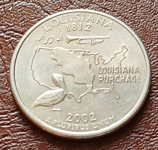 США 25 центов , D  2002 Квотер штата Луизиана    ( 2-5-3 )