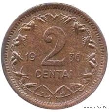 Литовская Республика. Литва. /I Республика/. 2 цента 1936. Пагоня. AUNC