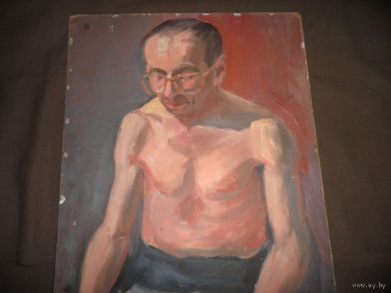 Картина Портрет маслом на картоне,двухсторонняя Н/Х.70-е г.С рубля.