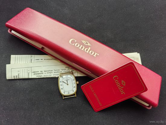 Часы золотые Condor (Swiss made - C), Au 585, футляр, сертификат и паспорт в комплекте. Торг.