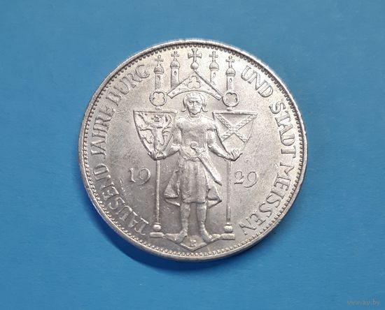 Германия. 3 рейхсмарки. 1929 год. Веймар. Мейсен. Серебро. Распродажа коллекции!
