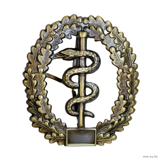 Бундесвер (Вооруженные силы Германии) Металлическая кокарда на берет - МЕДИЦИНСКАЯ СЛУЖБА 5,4 \ 4,6 см. Дефект заколки