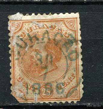 Кюрасао (Нидерландские Антильские острова) - 1876/1889 - Король Виллем III 25C - [Mi.11] - 1 марка. Гашеная.  (LOT EP26)-T10P17