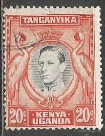 Кения Уганда и Танганьика. Король ГеоргVI. Венценосный журавль. 1938г. Mi#60.