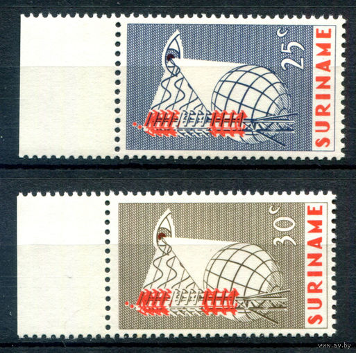 Нидерландские колонии - Суринам - 1966г. - международное телевидение - 2 марки - полная серия, MNH, 1 марка с незначительным дефектом клея [Mi 505-506]. #3-WB-83-A-1