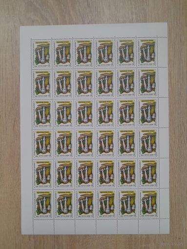 Лист 1986 г. Ядовитые грибы. 4к. Бледная поганка