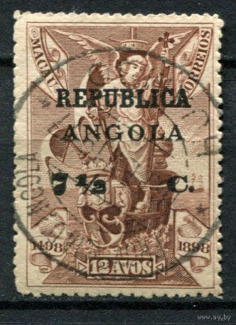 Португальские колонии - Ангола - 1914 - Надпечатка REPUBLICA ANGOLA и нового номинала на марках Макао 7 1/2C на 12A - [Mi.123] - 1 марка. Гашеная.  (Лот 97AP)