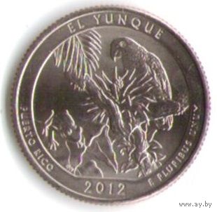25 центов 2012 г. Парк=11 Национальный парк Эль-Юнке Пуэрто-Рико Двор Д _UNC