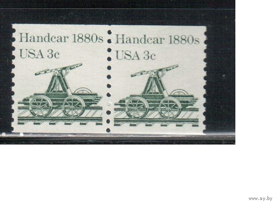 США-1983, (Мих.1616) , ** , Стандарт, Транспорт, Железная дорога(одиночка), пара
