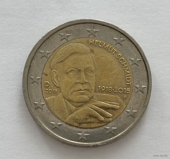 2 евро Германия 2018 100 лет со дня рождения Гельмута Шмидта F
