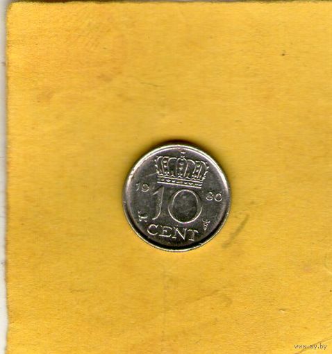 Нидерланды 10 центов 1980г.