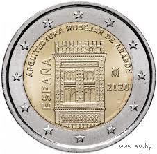 2 евро 2020 Испания Арагон UNC из ролла