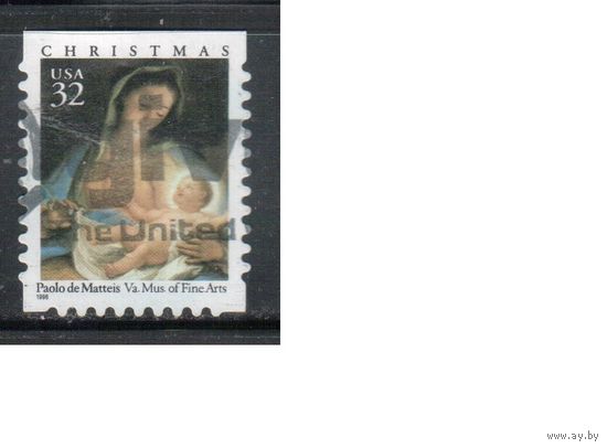 США-1996 (Мих.2799 BD) , гаш., Рождество, Живопись, (одиночка),