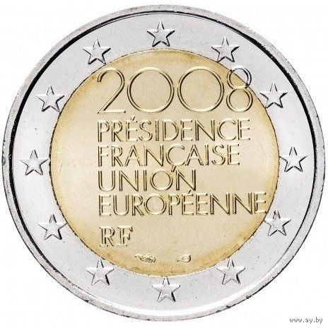 Франция 2 евро 2008 года. "Председательство Франции в Европейском Союзе во 2-ой половине 2008 года". Сторгуй за свою цену, предложи обмен!