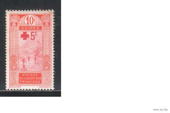 Гвинея-1915,(Мих.80)  * , Французские колонии, Стандарт, Надп. , Красный Крест(одиночка)(2)