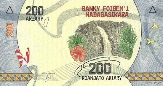 Мадагаскар 200 ариари образца 2017 года UNC p98(1)