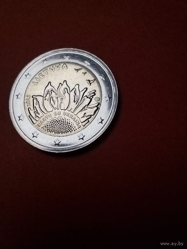 2 евро 2023 Литва. Юбилейные. Вместе с Украиной. С рубля. (12)