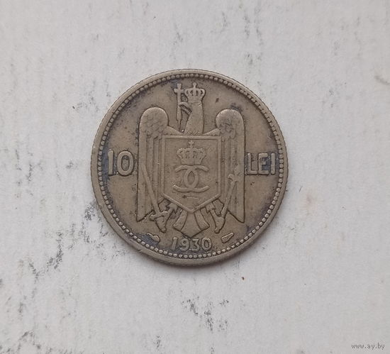 Румыния 10 лей 1930 год король Карол II герб Румынии