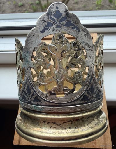 Подстаканник 875 пробы. Чернение. Позолота. СЕРЕБРО.