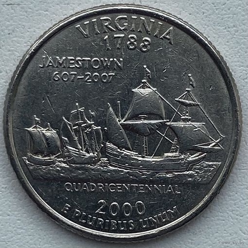 США 25 центов (квотер) 2000 г. P. Вирджиния