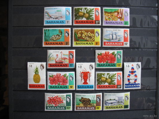Брит. колония Багамские о-ва.  Сборная  тематика. 16 марок. 1971- 74 г.  к.ц.-33 евро.  2 фото. см. условие.