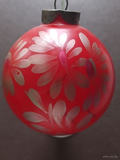 Ёлочная игрушка "ШАР" (СССР), стекло, подвес, ручная роспись.