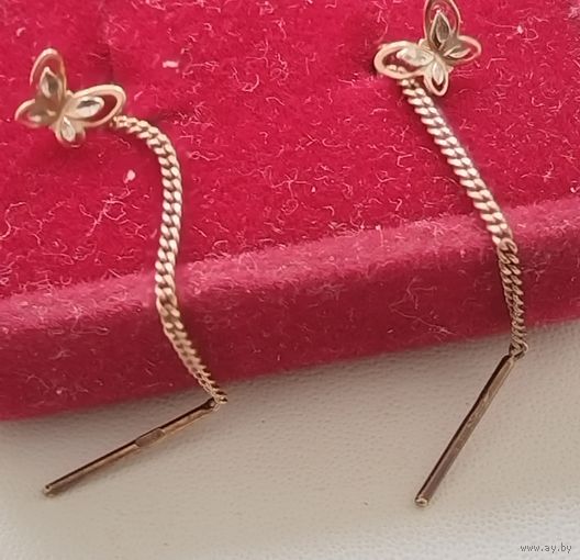 Серёжки детские, 925 серебро в позолоте.